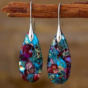 Artisan Imperial Natural Stone Earrings Silver Mystic Depths